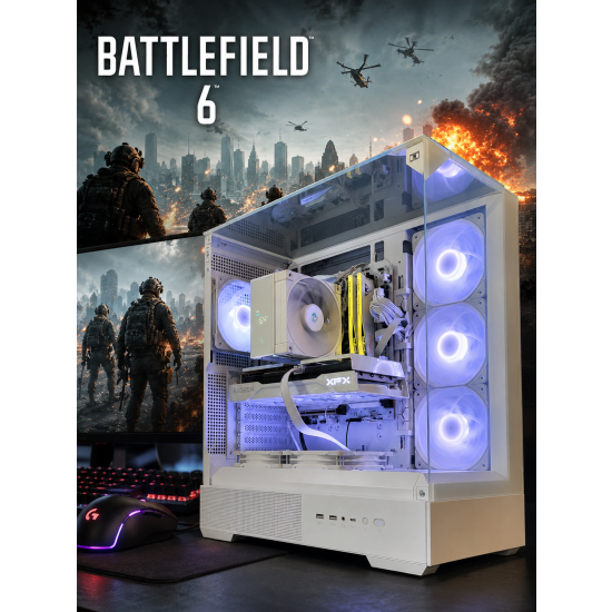 Komputer do gier Prism AMD Ryzen 5 7500F 32GB DDR5 RX 9060 XT 1TB 650W  W11Pro biała